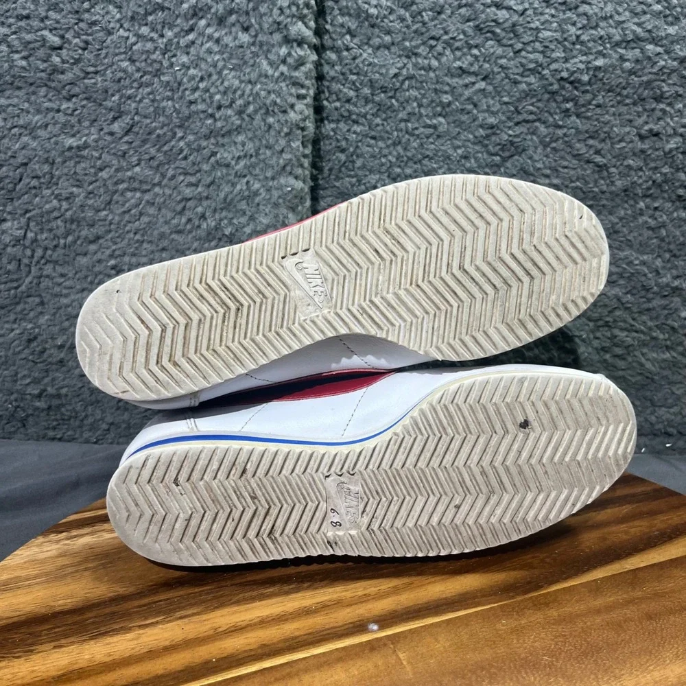 Nike Cortez Classic White Red Blue Leather Womens Casual Sneakers Shoes Size 7.5